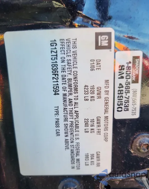 2006 Chevrolet Malibu Lt из США, поврежденный, VIN 1G1ZT51836F211594